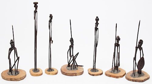 Signed Ndonye- 7 African Stick Figure Carvings