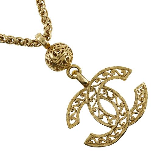 CHANEL COCO MARK VINTAGE GOLD PLATED NECKLACE