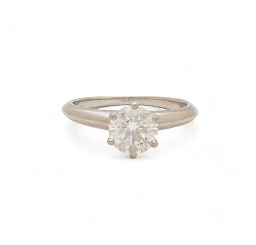 Tiffany & Co. (American) 1.02 Ct. Solitaire Diamond (H, VS-1) Platinum Ring, 4g Size: 4.5
