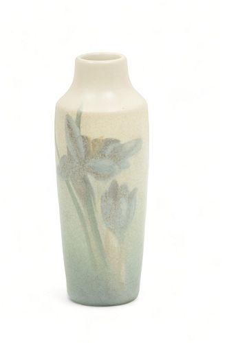 Rookwood Pottery (American) Vase, Blooming Crocuses,  1906, H 7" Dia. 2.5"