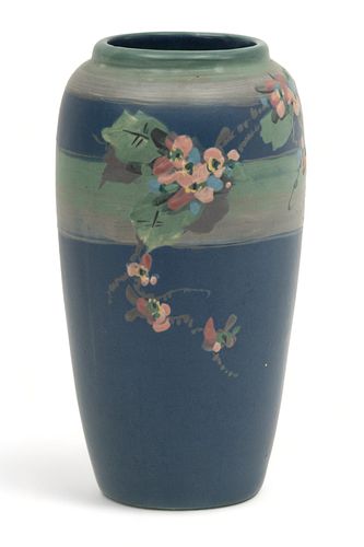 Weller Pottery (American) Vase, Floral Spray, Ca. 1910, H 9" Dia. 4.5"