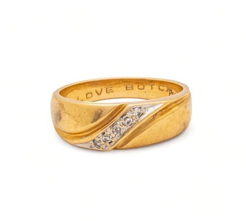 Men's 14k Yellow Gold & Diamond Ring, 5g Size: 9.25
