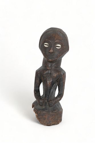 Democratic Republic of Congo, Kusu Peoples, Carved Wood Figure, H 13", W 4"