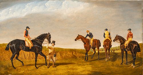 After John Frederick Herring Sr (English, 1795-1869) Oil on Canvas Ca. 1840, "The Doncaster Gold Cup", H 18.5" W 36.5"