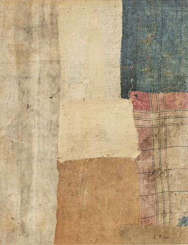 Anne Ryan (American, 1889-1954) Collage with Cloth, Untitled Abstract, H 21" W 15"