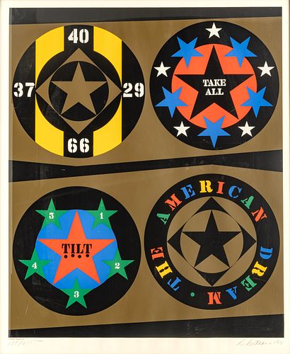 Robert Indiana (American, 1928-2018) Silkscreen on Wove Paper, 1971, "The American Dream, from Decade", H 38.75" W 31.5"