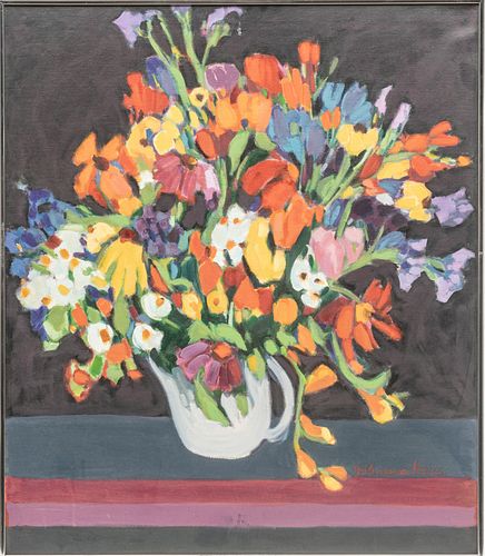 Johanna Haas (German/American) Oil on Canvas, Ca. 20th Century, "Floral Still Life"