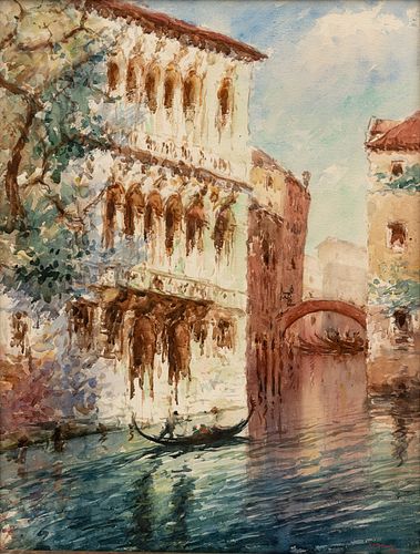 Milan V. Petrovitch (American, 1893-1978) Watercolor on Paper, 1927, "Venice", H 28" W 21"