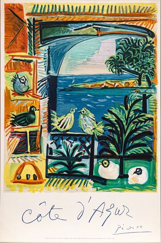 After Pablo Picasso (Spanish, 1881-1973) by Henri Deschampes Lithographic Poster in Colors, 1962, H 39.3" W 26.2"
