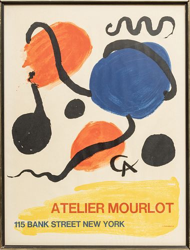 Alexander Calder (American, 1898-1976) Lithograph Poster 1967, "Atelier Mourlot 115 Bank Street, New York", H 12" W 19"