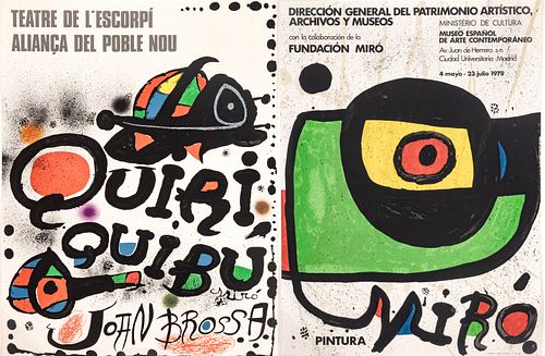 Joan Miro (Spanish, 1893-1893) Lithographic Posters Ca. 1976-78, "Pintura; Quiriquibu", Group of 2 H 29.5" W 22"