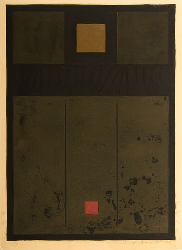 Kunihiro Amano (Japanese, B. 1929) Woodblock Print on Paper, Ca. 1966, "Abstract", #133/210 H 21.5" W 15"