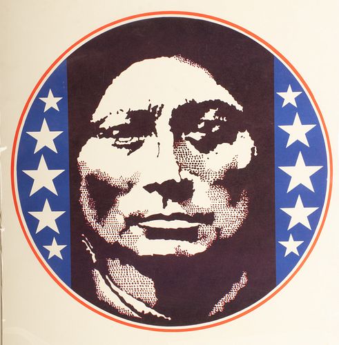 Jerry Wilkerson (American, 1943-2007) Silkscreen on Paper, Ca. 1972, "Buffalo Head", #75/150 Dia. 18.75"