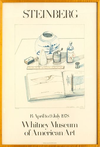 Saul Steinberg (American, 1914-1999) Offset Lithograph on Paper 1978, "Whitney Museum of American Art", H 35.5" W 23.5"