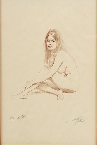 Sheldon Fink (American, 1925-2002) Lithograph on Paper, "Kathe, Artist Proof", H 16.5" W 10"