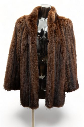 Ladies Beaver Fur Three-quarter Length Coat, Size: XL