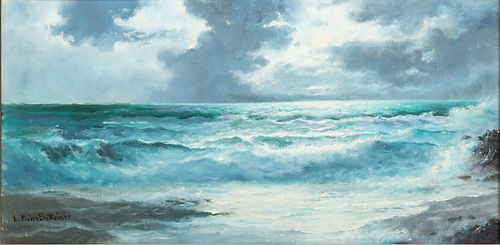 L. Pierre Botteiner (American, 1891-1981) Oil on Canvasboard, Ca. Mid 20th C., "Seascape", H 12" W 24"