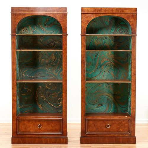 Attractive pair decorator bookcases by Henredon