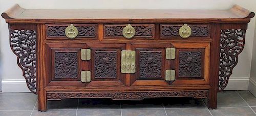 Outstanding Antique Chinese Hardwood Altar Coffer