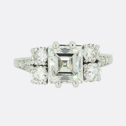 Art Deco 2.14 Carat Carre Cut Diamond Ring