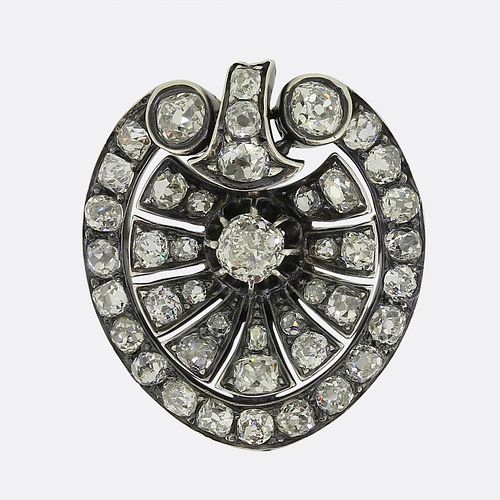 Victorian Old Cut Diamond Palmette Brooch