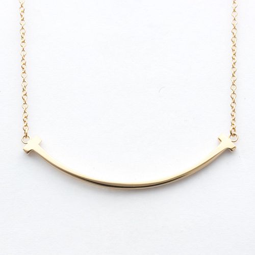 TIFFANY T SMILE SMALL 18K ROSE GOLD PENDANT NECKLACE