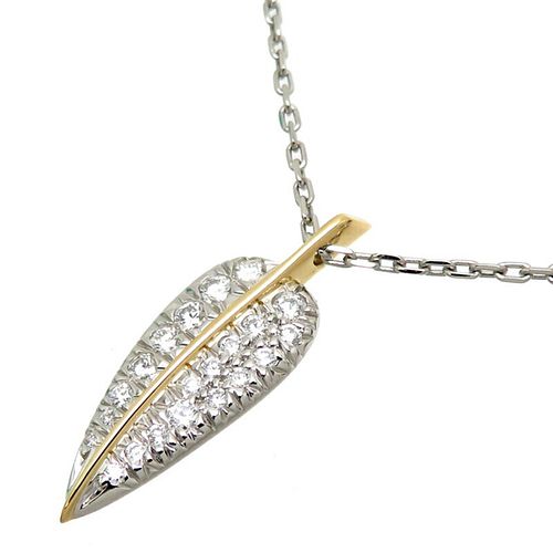TIFFANY CHAIN EXTERNAL PRODUCT LEAF DIAMOND 18K YELLOW GOLD NECKLACE
