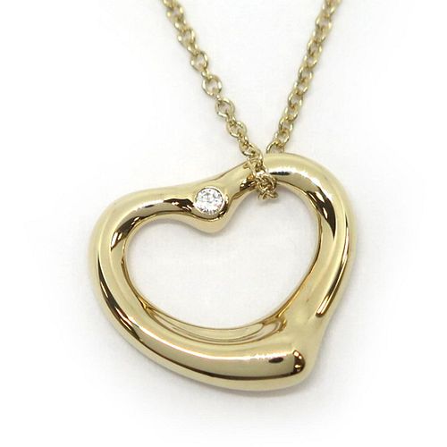 TIFFANY OPEN HEART 1P 18K YELLOW GOLD NECKLACE
