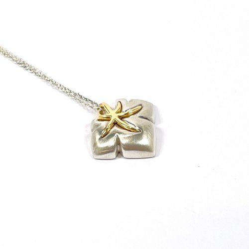 TIFFANY NATURE LEAF SILVER 18K YELLOW GOLD NECKLACE