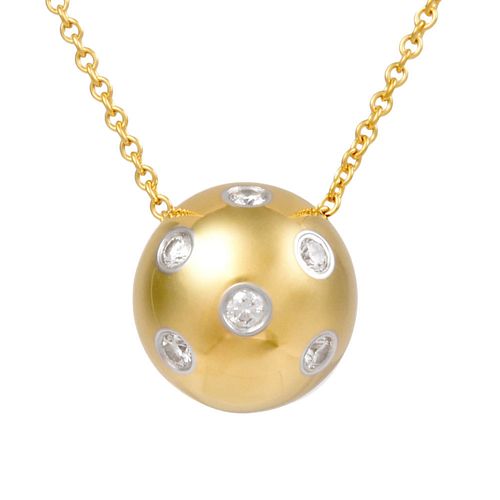 TIFFANY DOTS BALL DIAMOND PLATINUM 18K YELLOW GOLD NECKLACE