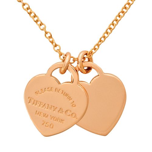 TIFFANY RETURN TO DOUBLE HEART TAG 18K ROSE GOLD NECKLACE