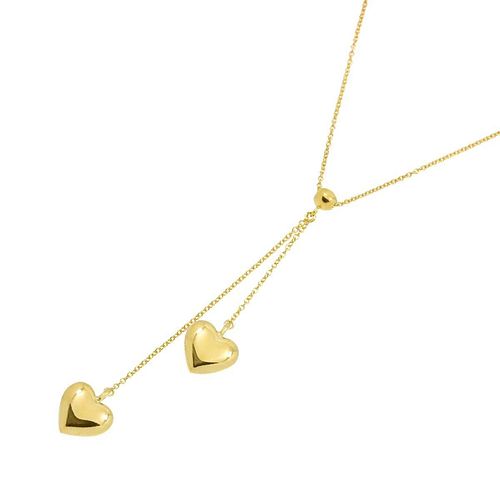 TIFFANY DOUBLE HEART 18K YG YELLOW GOLD NECKLACE