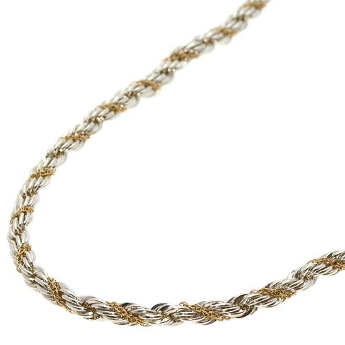 TIFFANY TWIST ROPE SILVER 18K YELLOW GOLD NECKLACE
