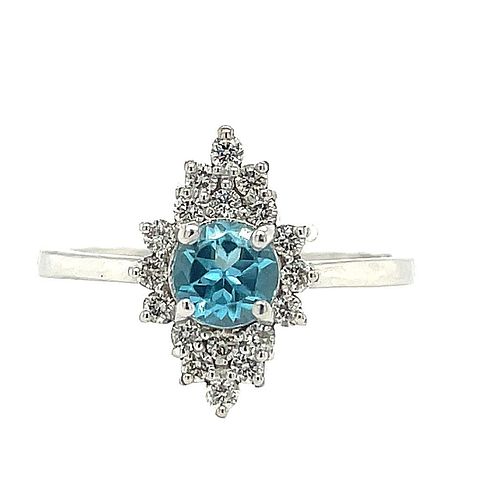 RING WITH TOPAZ AND DIAMONDS - A1309R