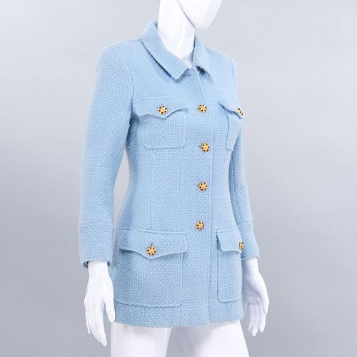 Chanel Boutique light blue gripoix button jacket