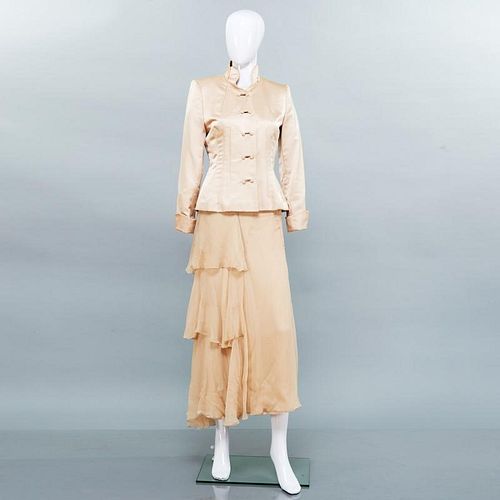 Maggie Norris Couture satin jacket and silk skirt