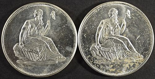 (2) 1 OZ .999 SILVER SEATED LIB ROUNDS