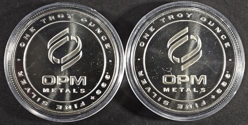 (2) 1 OZ .999 SILVER OMP METALS ROUNDS