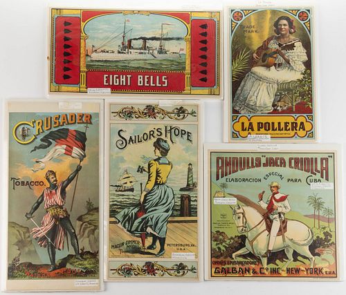 VIRGINIA TOBACCO CRATE LABELS, LOT OF FIVE