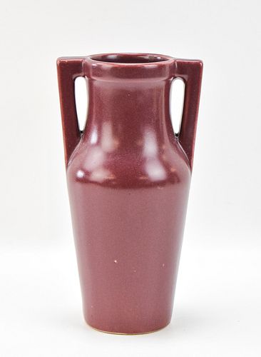 RED WING DOUBLE HANDLED BURGUNDY VASE