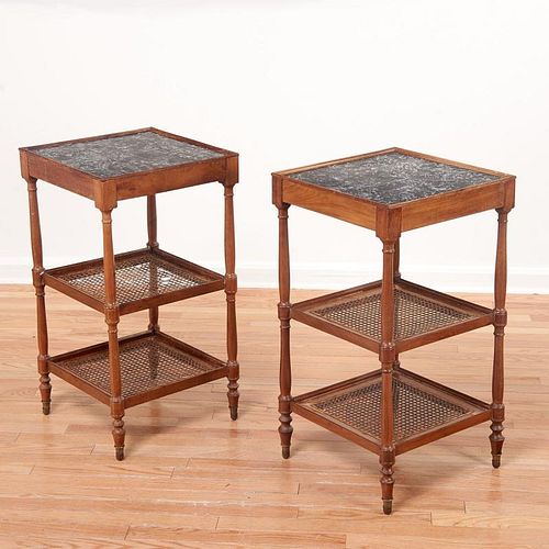 Pair Louis Philippe marble top side tables
