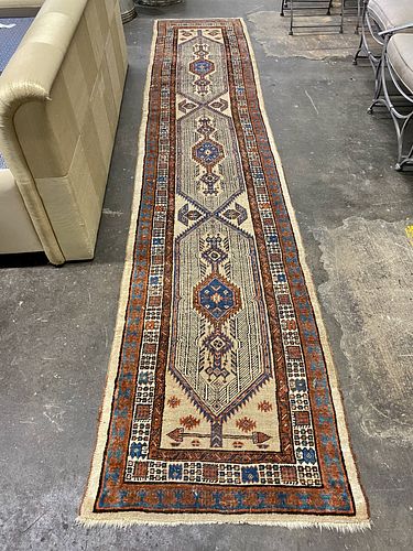 Vintage Hand-Knotted Wool Runner