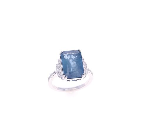 GIA Sapphire & VS2 Diamond Platinum Ring