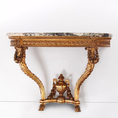 Napoleon III marble top giltwood console