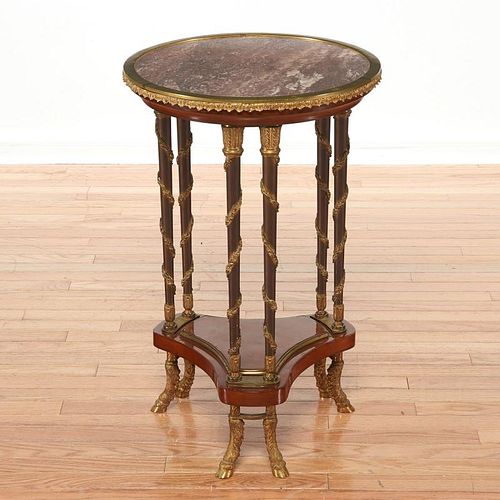 Louis XVI gilt bronze and burlwood side table