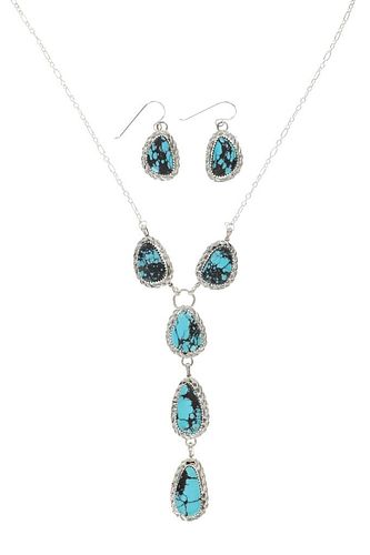 Navajo Herbert Tsosie Silver Turquoise Jewelry Set