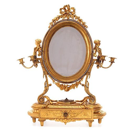 Beautiful Belle Epoque bronze vanity mirror