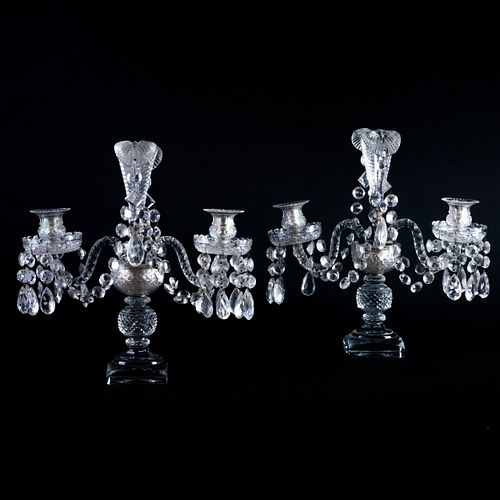 Pair of Regence Style Cut Glass Candelabras