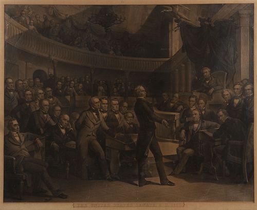 "THE UNITED STATES SENATE, A.D. 1850" HISTORICAL STEEL ENGRAVING