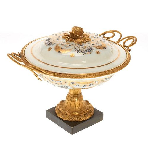 Charles X bronze mounted opaline glass bowl